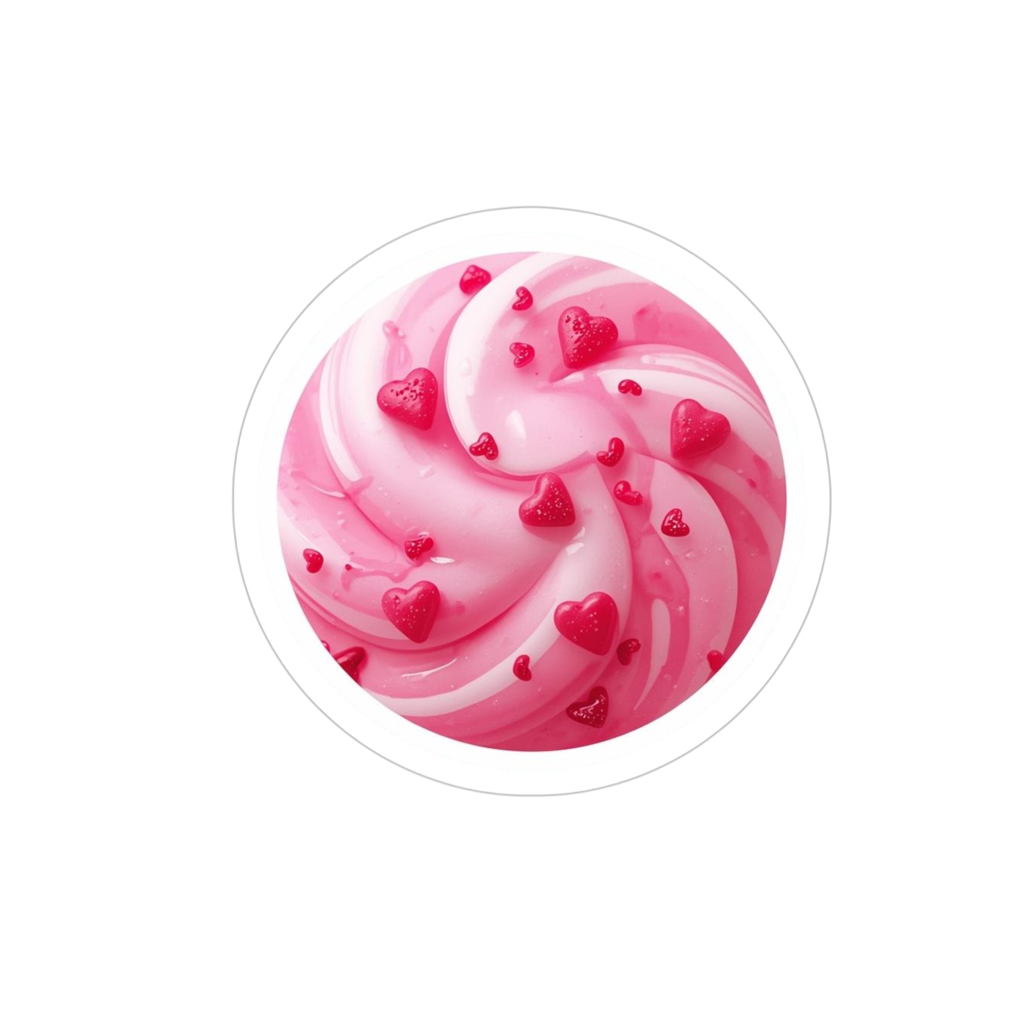 Heart Swirl Die-Cut Sticker — Transparent Outdoor Vinyl, Pink Candy Design