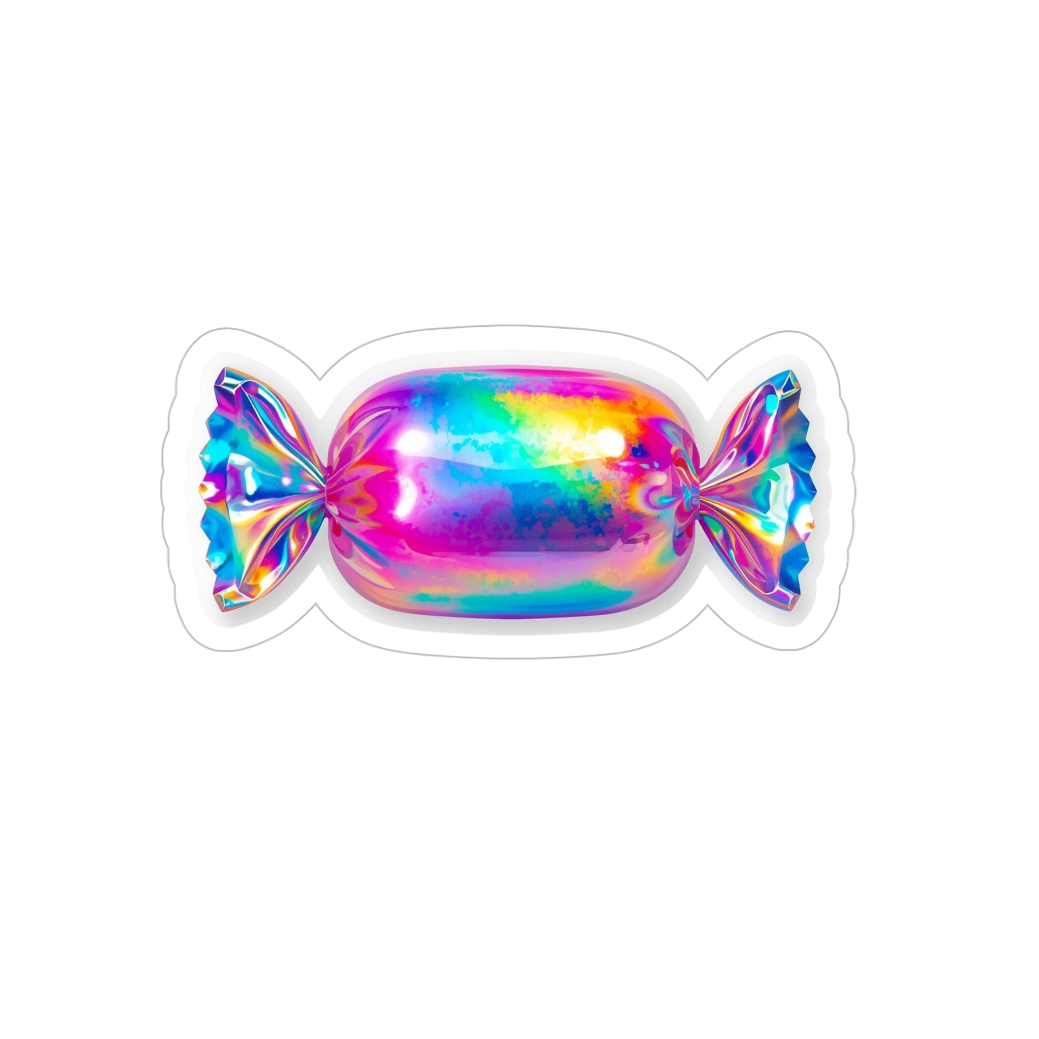 Holographic Candy Die-Cut Sticker — Transparent Outdoor Vinyl