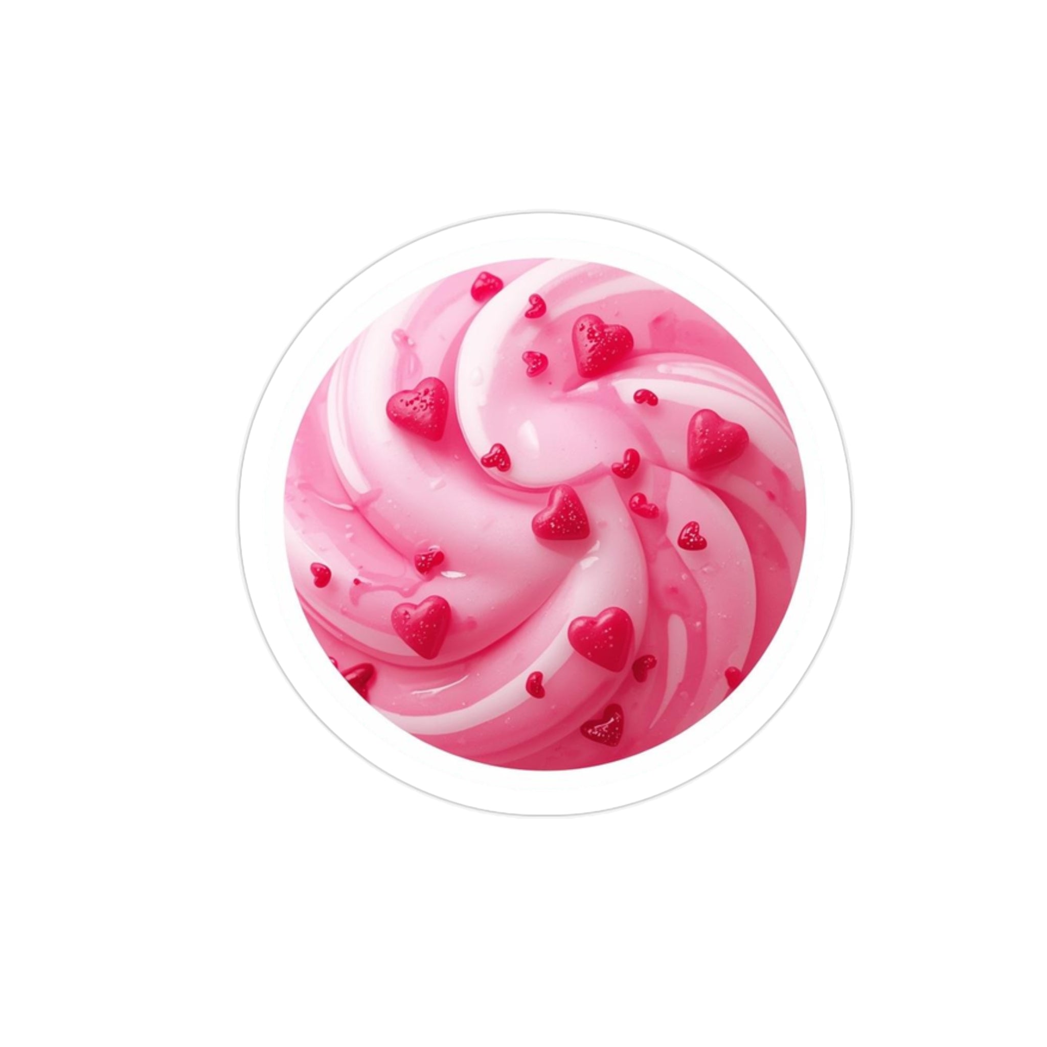 Heart Swirl Die-Cut Sticker — Transparent Outdoor Vinyl, Pink Candy Design