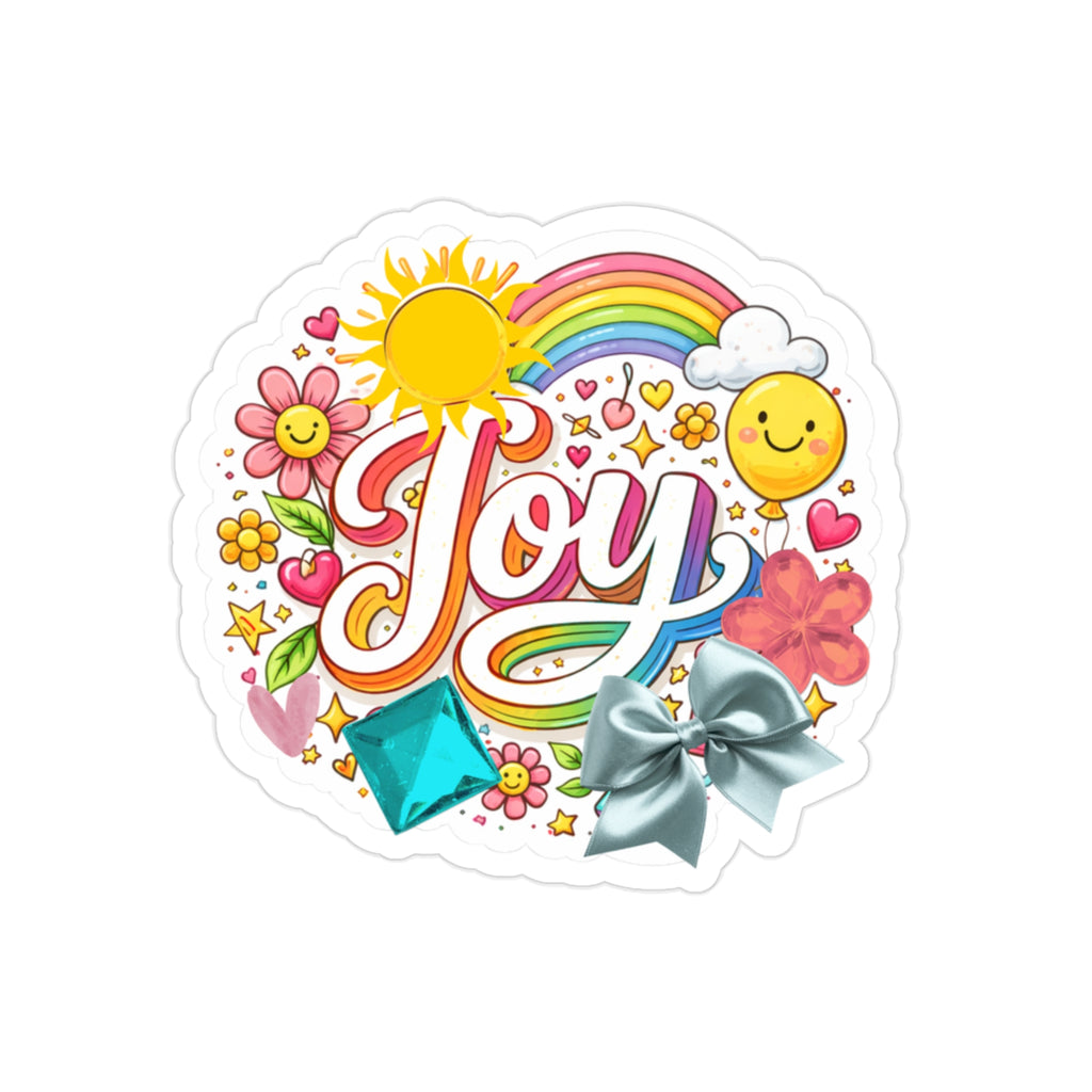 Joy Rainbow Die-Cut Outdoor Sticker — Waterproof Transparent Vinyl