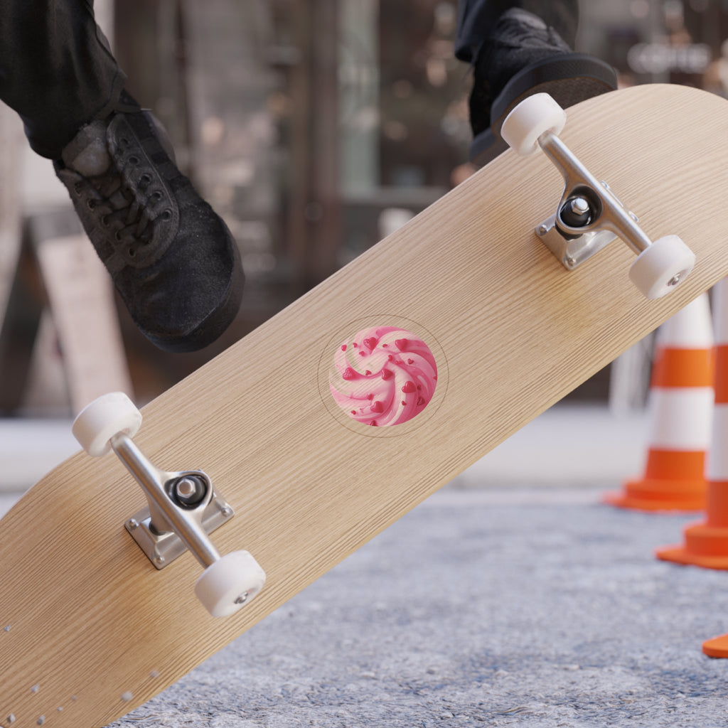 Heart Swirl Die-Cut Sticker — Transparent Outdoor Vinyl, Pink Candy Design
