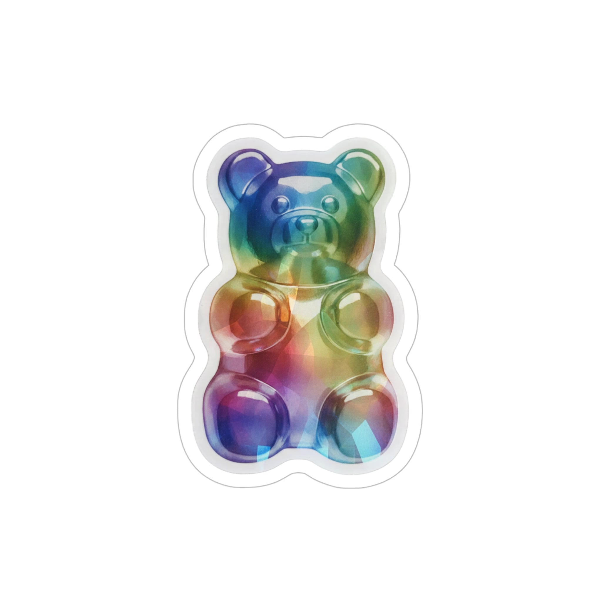 Holographic Gummy Bear Sticker — Die-Cut Transparent Outdoor Decal
